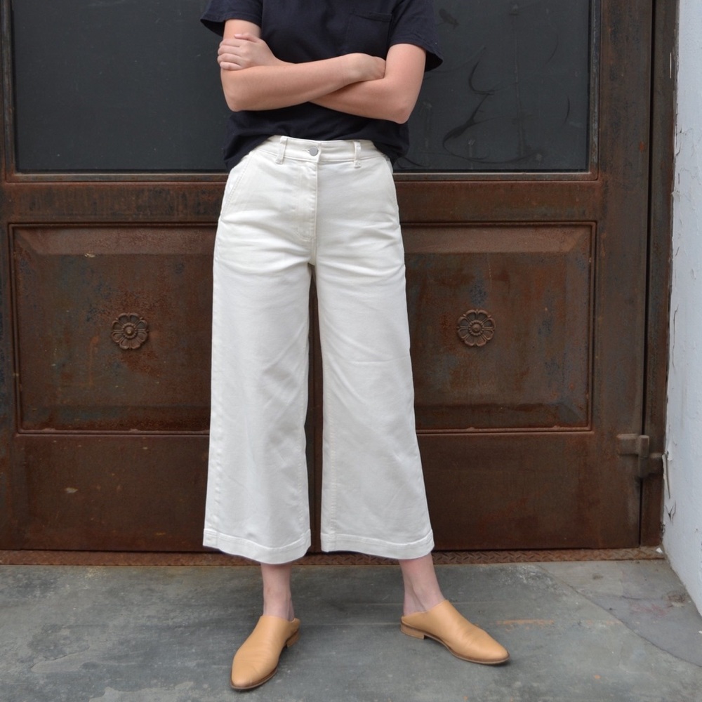 Everlane Wide Leg Crop Pant White 10